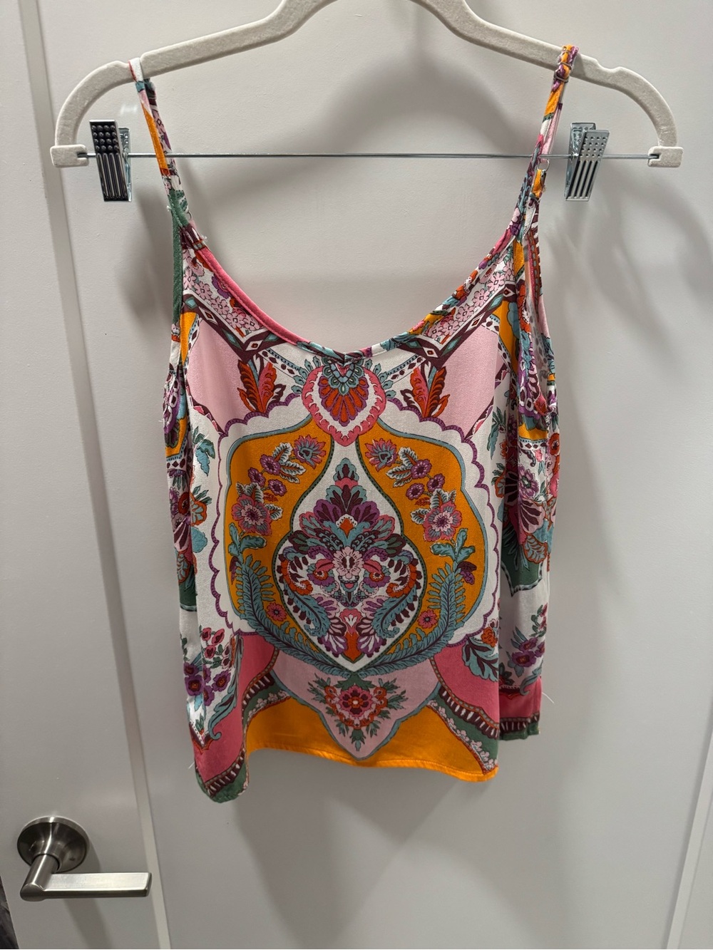 Rachel Zoe Pink, Yellow & Green Paisley-Print Spaghetti Strap Camisole XS